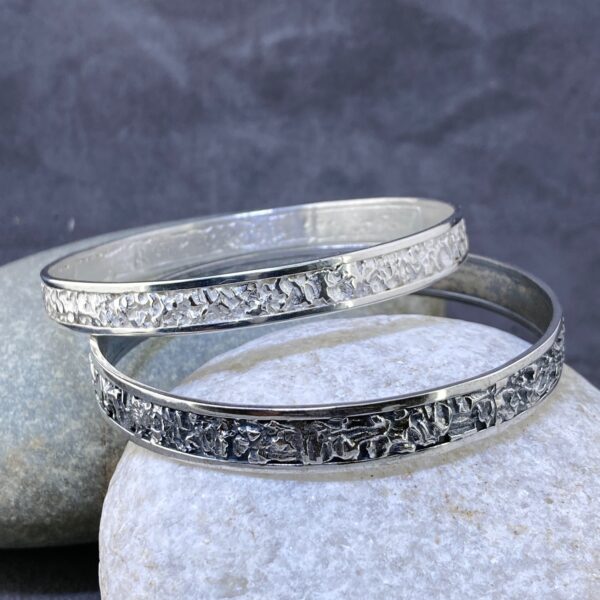 lunar bangle - XLarge - Argentium silver bracelet - Image 6