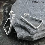 hoop earrings - triangle post - Argentium silver - small - Image 3