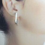hoop earrings - triangle post - Argentium silver - small - Image 4