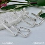hoop earrings - triangle post - Argentium silver - large - Image 2