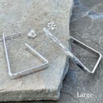 hoop earrings - triangle post - Argentium silver - large