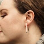 hoop earrings - triangle post - Argentium silver - large - Image 3