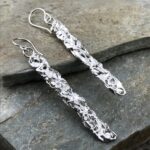 rapids earrings - long rectangle - Argentium silver - Image 3
