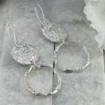 freeform circle earrings - Argentium silver - moon accent - Image 3