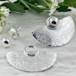 half moon earring jacket - Argentium silver