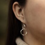 freeform circle earrings - double - Argentium silver - Image 2
