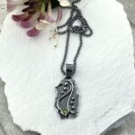 peridot pendant - Argentium silver waves - Image 2