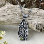 peridot pendant - Argentium silver waves