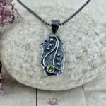 peridot pendant - Argentium silver waves - Image 3