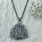 pebbles triangle pendant - Argentium silver - antique - Image 2