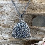 pebbles triangle pendant - Argentium silver - antique - Image 3