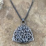 pebbles triangle pendant - Argentium silver - antique