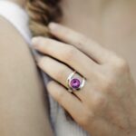 raspberry topaz ring - size 7.5 - Argentium silver buttonhole band - 4.5 carat - Image 7