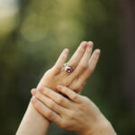 raspberry topaz ring - size 7.5 - Argentium silver buttonhole band - 4.5 carat - Image 2