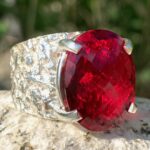 red topaz ring - size 10.75 - lunar band - 10.5 carat