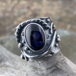 kyanite ring - size 6 - Argentium silver waves - 6 carat