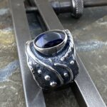 kyanite ring - size 6 - Argentium silver waves - 6 carat - Image 2