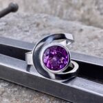raspberry topaz ring - size 6.5 - Argentium silver buttonhole band - 4.5 carat