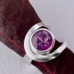 raspberry topaz ring - size 6.5 - Argentium silver buttonhole band - 4.5 carat - Image 3