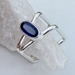 kyanite ring - size 7.5 - Argentium silver book band - 1.5 carat