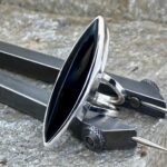 onyx ring - size 7.25 - Argentium silver double-band - Image 3