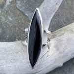 onyx ring - size 7.25 - Argentium silver double-band - Image 2