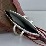 onyx ring - size 7.25 - Argentium silver double-band