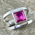 pink sapphire ring - size 10.75 - octagon double-band - 5 carat - Image 3