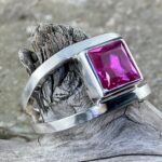 pink sapphire ring - size 10.75 - octagon double-band - 5 carat