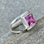 pink sapphire ring - size 10.75 - octagon double-band - 5 carat - Image 4