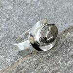 pyrite ring - size 10.5 - Argentium silver buttonhole band - 7.5 carat - Image 2
