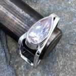 kunzite ring - size 11.5 - Argentium silver book band - 7 carat