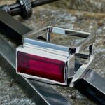 red topaz ring - size 11.5 - Argentium silver square double-band - 15.7 carat - Image 3