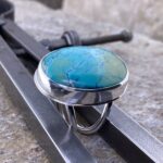 turquoise ring - size 7 - Argentium silver split band - Image 2