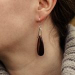 red tiger eye earrings - V bail - Argentium silver - long - Image 3