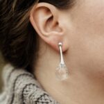 quartz earrings - triangle post - Argentium silver - 52.2 carat - Image 3