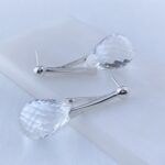 quartz earrings - triangle post - Argentium silver - 52.2 carat