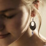 tanzanite earrings - hollow circle waves - Argentium silver - Image 3