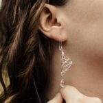 pink topaz earrings - twigs - Argentium silver - Image 3