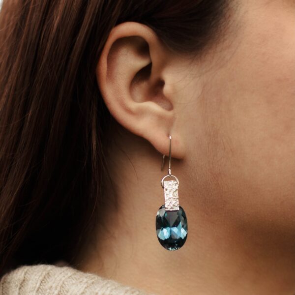 London blue topaz earrings - lunar bar - Argentium silver - 43.8 carat - Image 3