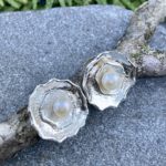 pearl earrings - blossom post - Argentium silver
