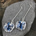 London blue topaz earrings - wax seal - Argentium silver - 27.5 carat - Image 3
