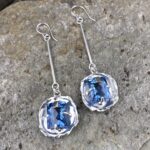 London blue topaz earrings - wax seal - Argentium silver - 27.5 carat