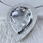 quartz cage pendant - Argentium - 109 carat - Image 2