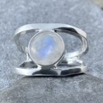 moonstone ring - size 10.25 - Argentium silver octagon double-band - Image 3