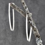 hoop earrings - long V posts - Argentium silver - small - Image 2