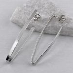 hoop earrings - long V posts - Argentium silver - small - Image 3