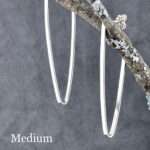 hoop earrings - long V posts - Argentium silver - medium