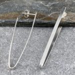 hoop earrings - long V posts - Argentium silver - medium - Image 2