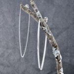 hoop earrings - long V posts - Argentium silver - large